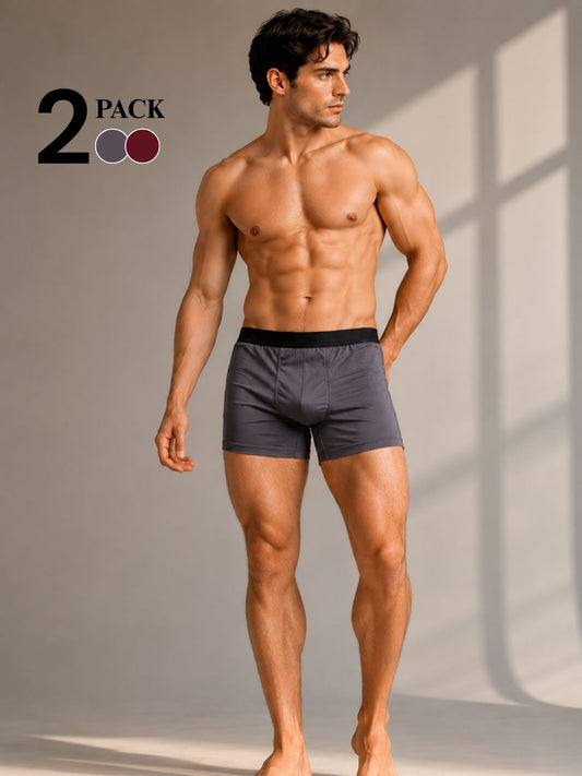 Pack of 2 - Premium Men's Boxer Briefs (gray & wine)