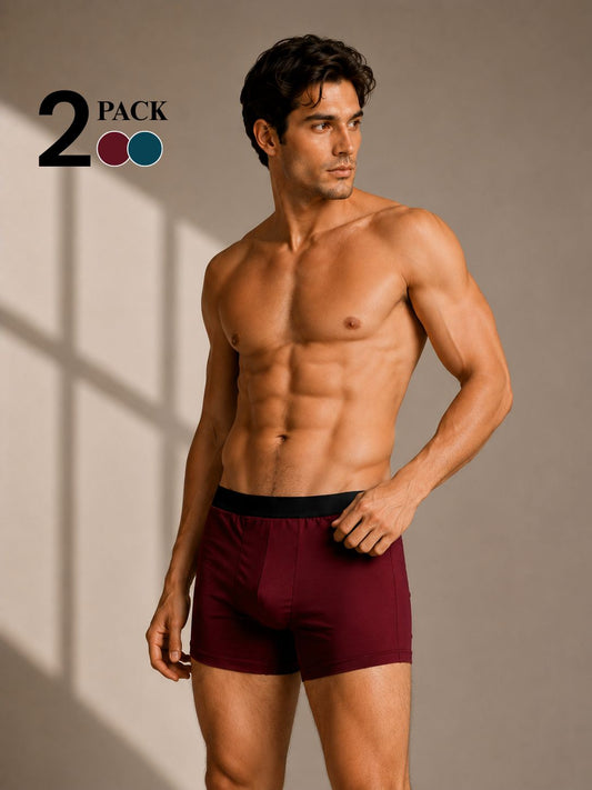 Pack of 2 - Premium Men's Boxer Briefs (Wine & Teal)
