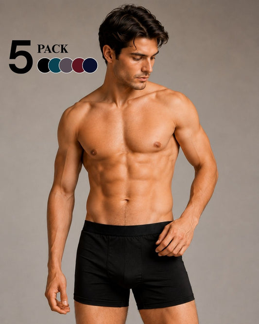 Pack of 5- Men's Premium Cotton Stretch Boxer Briefs.