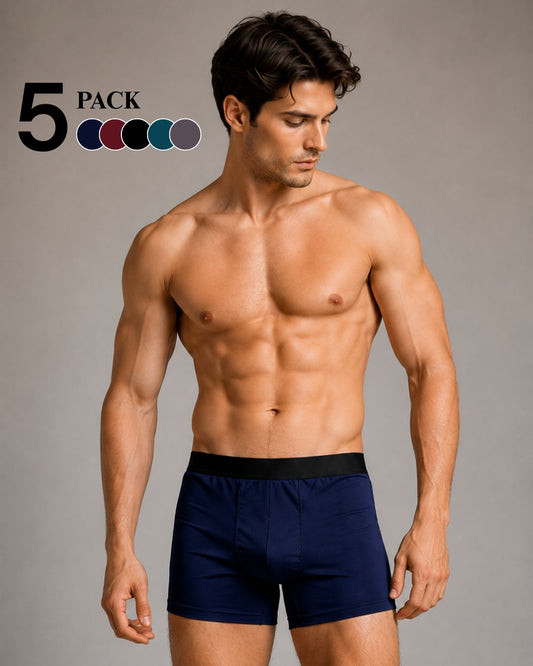 Pack of 5- Men's Premium Cotton Stretch Boxer Briefs.