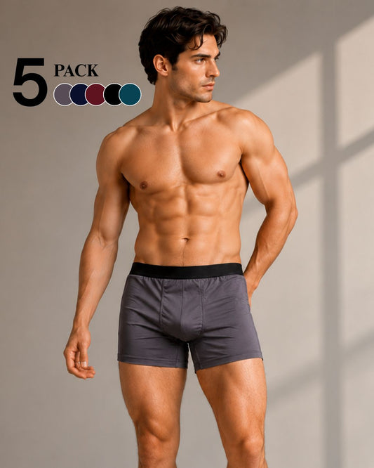 Pack of 5-Men's Premium Cotton Stretch Boxer Briefs.