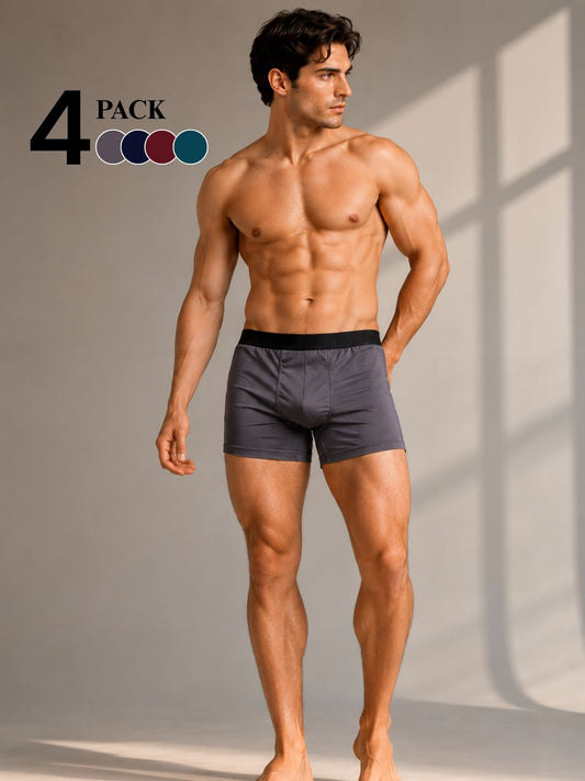 Pack of 4 – Men's Soft Cotton Stretch Boxer Briefs