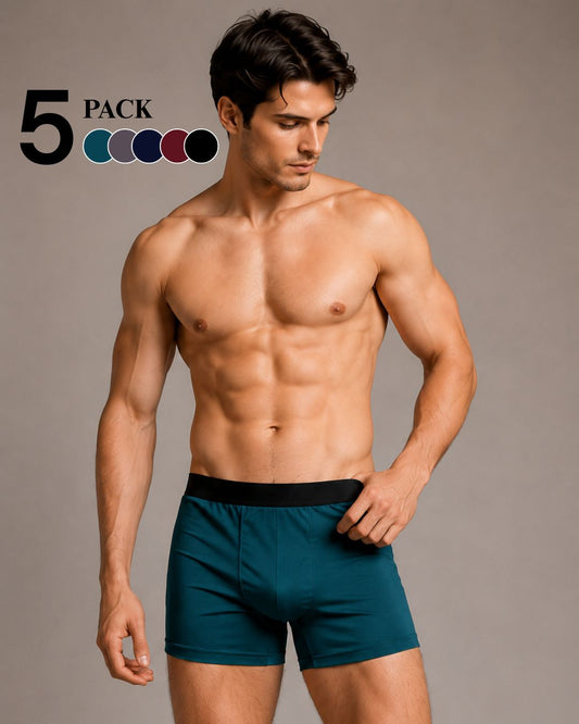 Pack of 5-Men's Premium Cotton Stretch Boxer Briefs