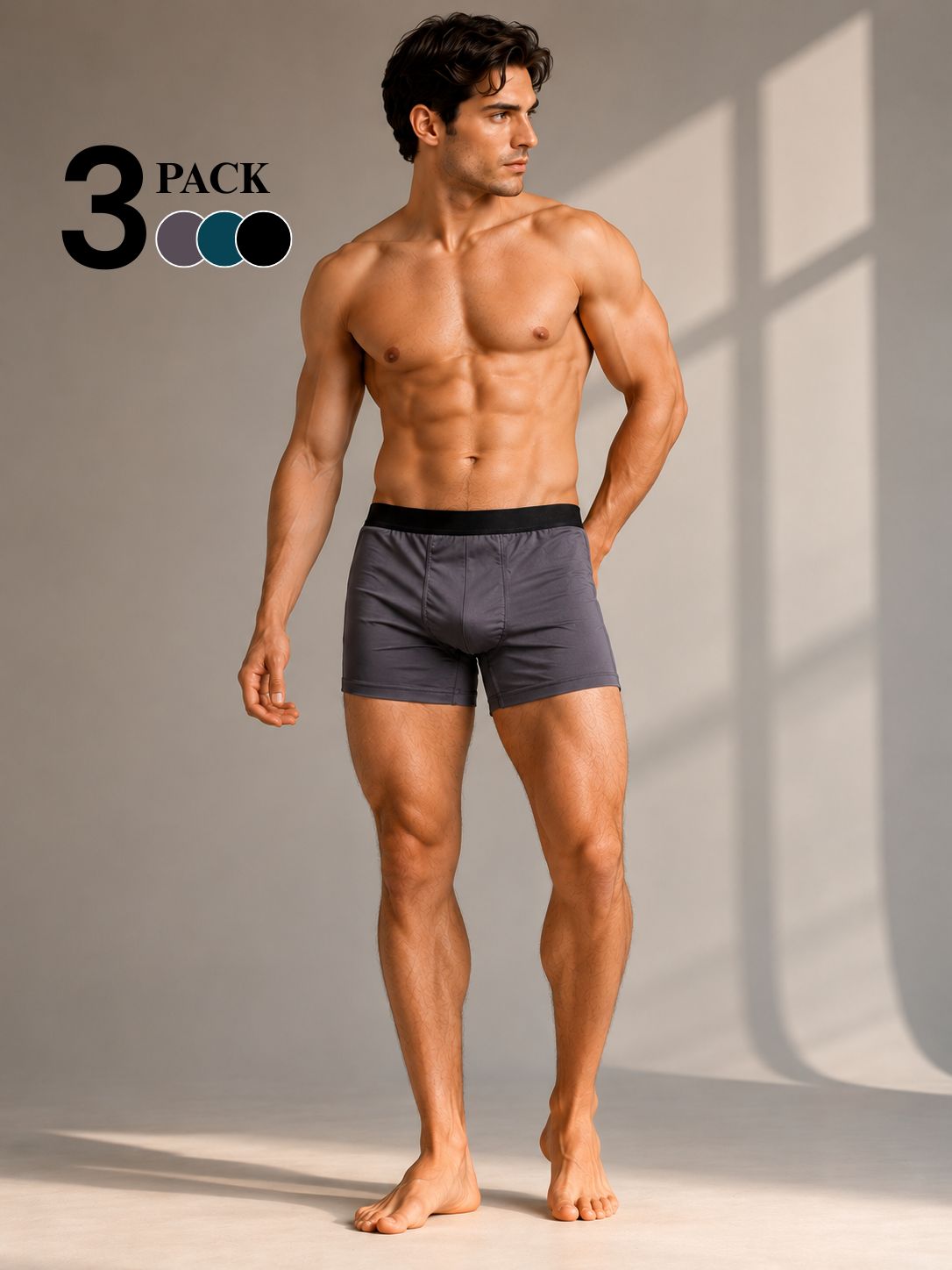 Pack of 3 – Men's Breathable Cotton Boxer Trunks