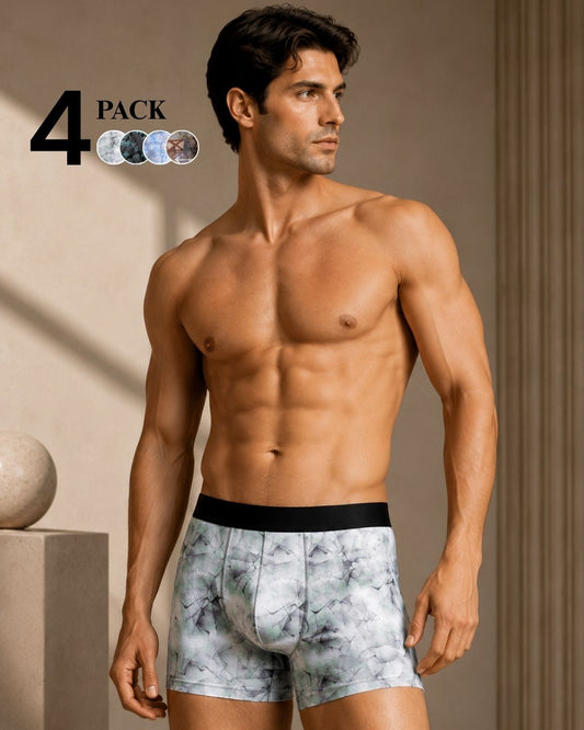 Pack of 4 – Men's Premium Cotton Stretch Solid Boxer Trunks