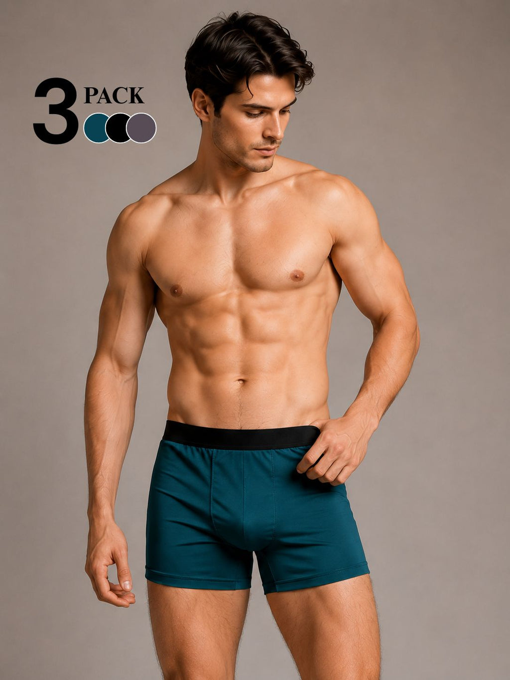 Pack of 3 – Men's Classic Solid Cotton Boxer Trunks