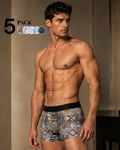 Pack of 5- Men's Premium Cotton Stretch Printed boxer.